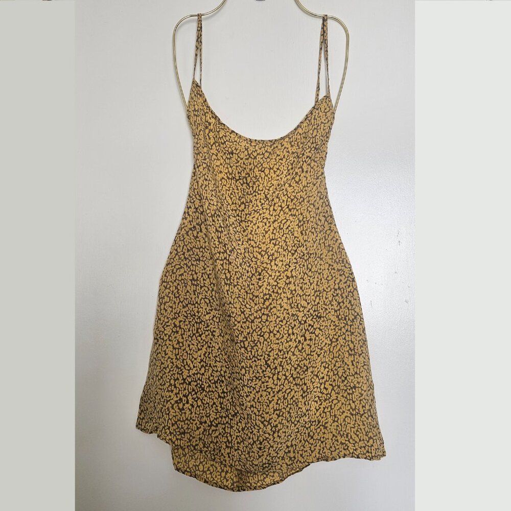 Anemone The KM Cupro Leopard Print Open Back Mini Chemise Slip Cami Dress M